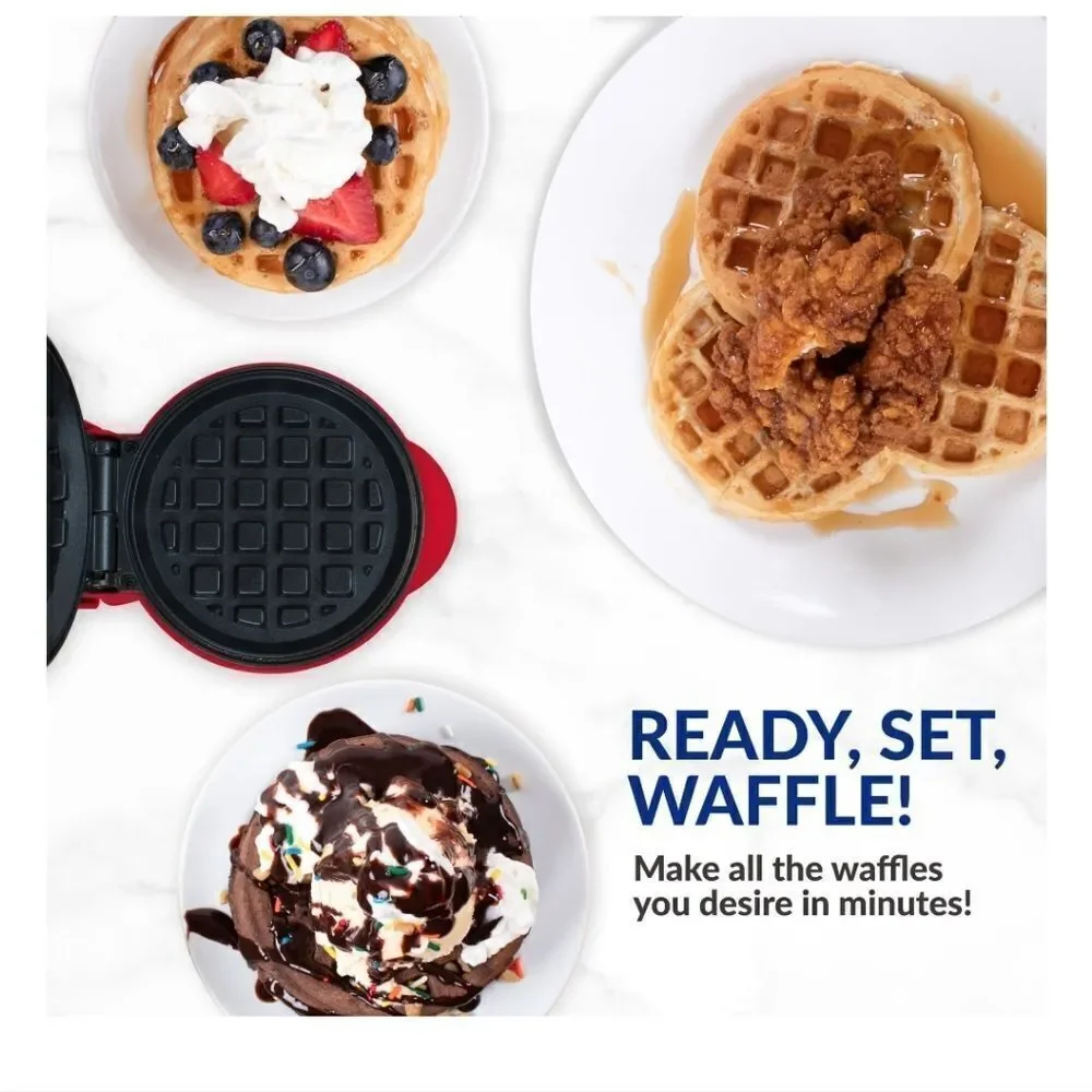 NEW NOSTALGIA MyMini Red Waffle Maker